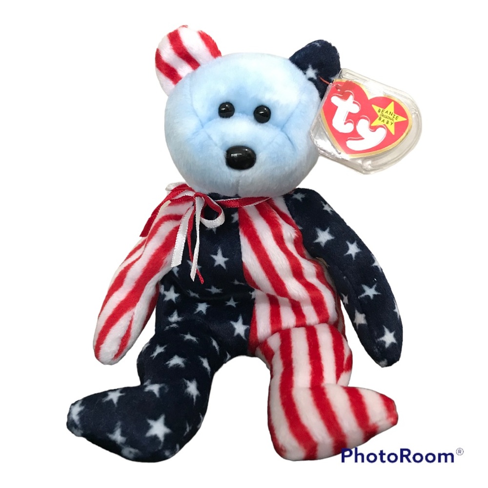 Vintage 1999 Spangle the Bear - Blue Face | TY Beanie Baby Original